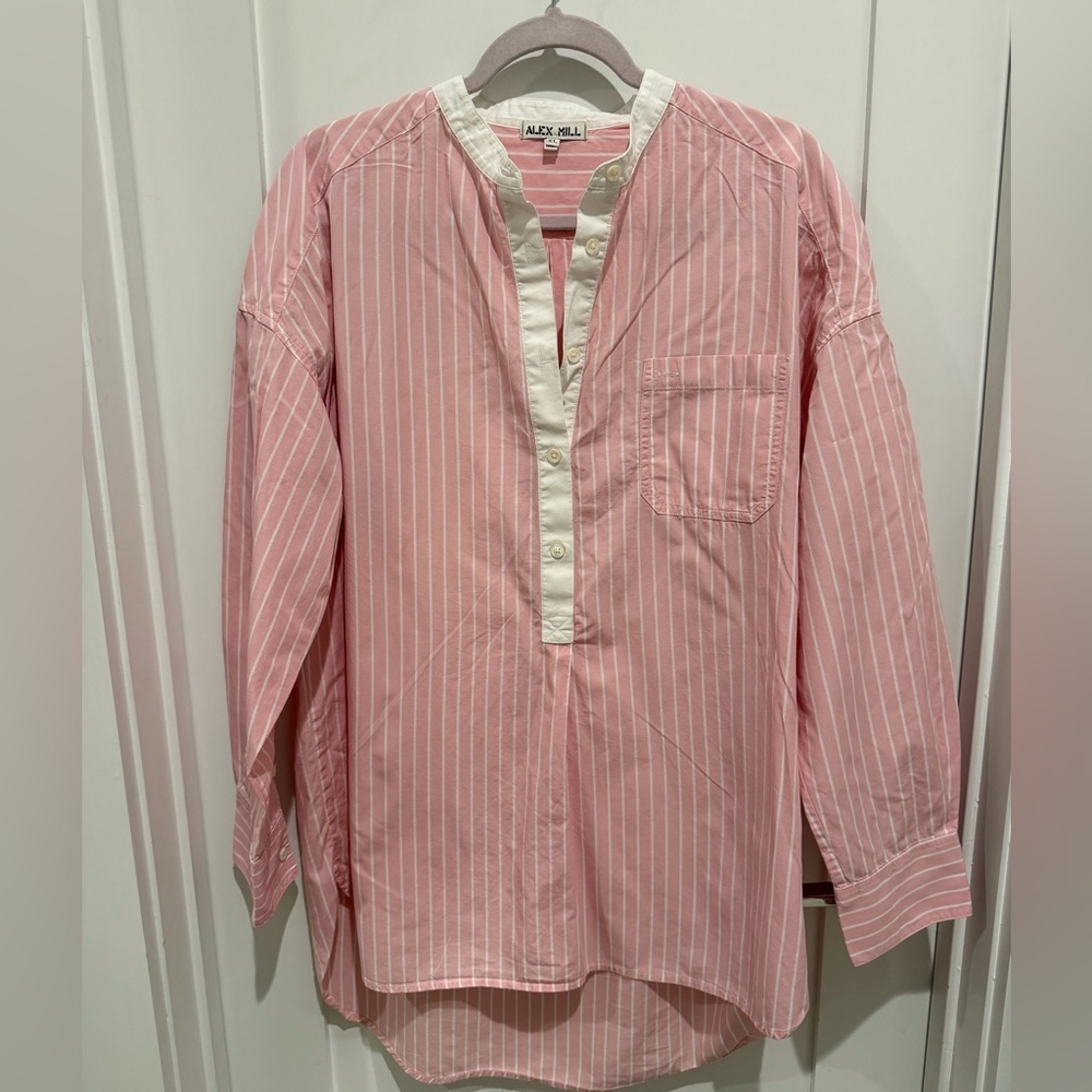 Alex Mill pink and White Striped Button Down Shirt XL